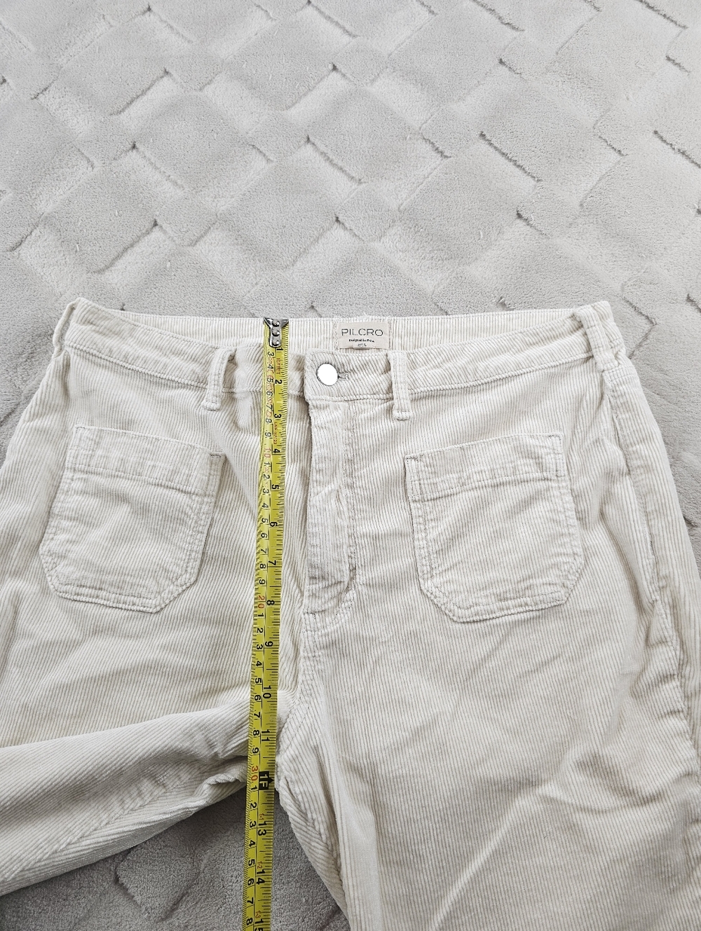 Pilcro Cream Corduroy Flare Pants Womens 32 White Cottage core Western Boho - Picture 6 of 10